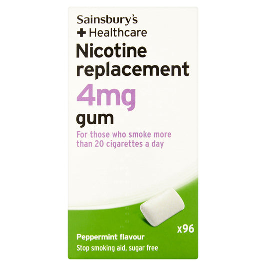 Sainsbury's Healthcare Nicotine Replacement 4mg Gum x96 smoking control Sainsburys   