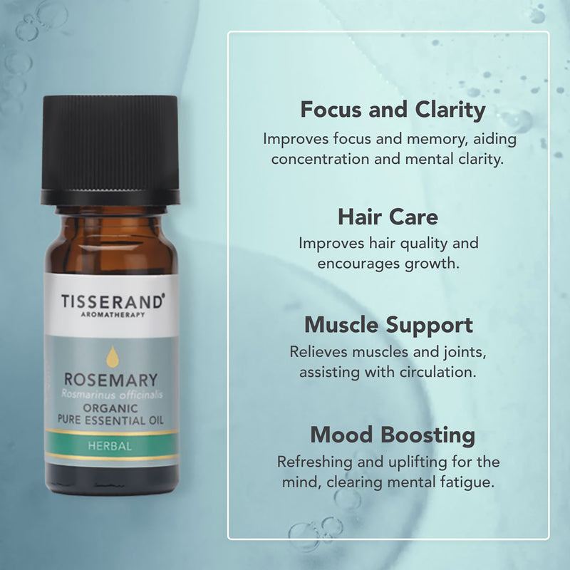 Tisserand Rosemary Organic Pure Essential Oil 9ml (British brand)
