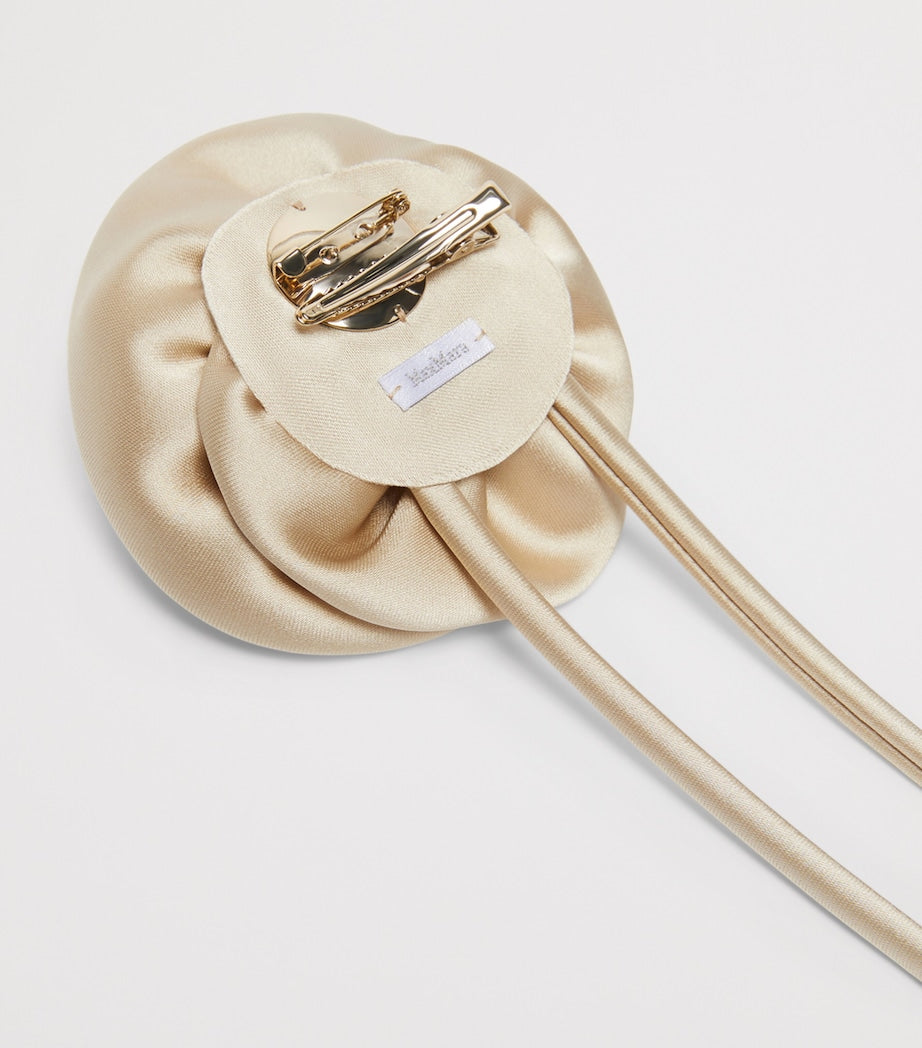 Max Mara satin flower brooch with rose motif (British brand)