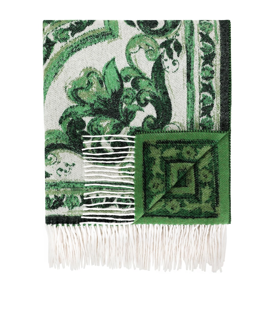 Dolce&Gabbana Casa cashmere Verde Maiolica fringe throw 140cm x 180cm - British product