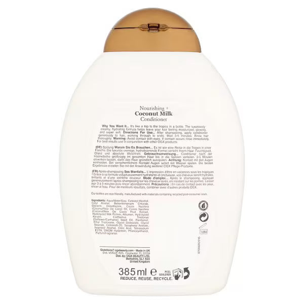 OGX coconut milk conditioner 385ml, imported from the UK