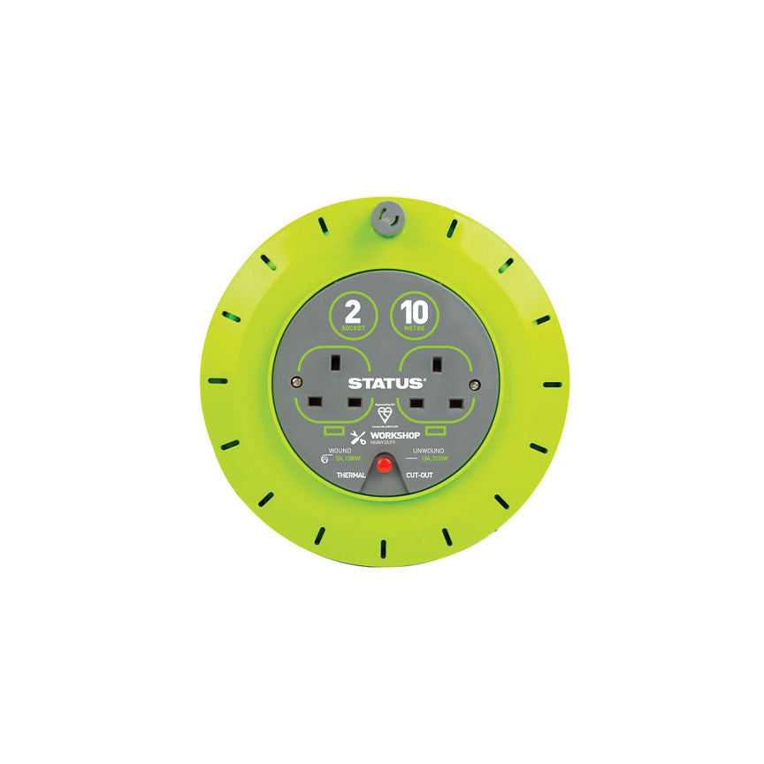 Status 2 Socket 10 Metre Cassette Extension Reel 13 Amp