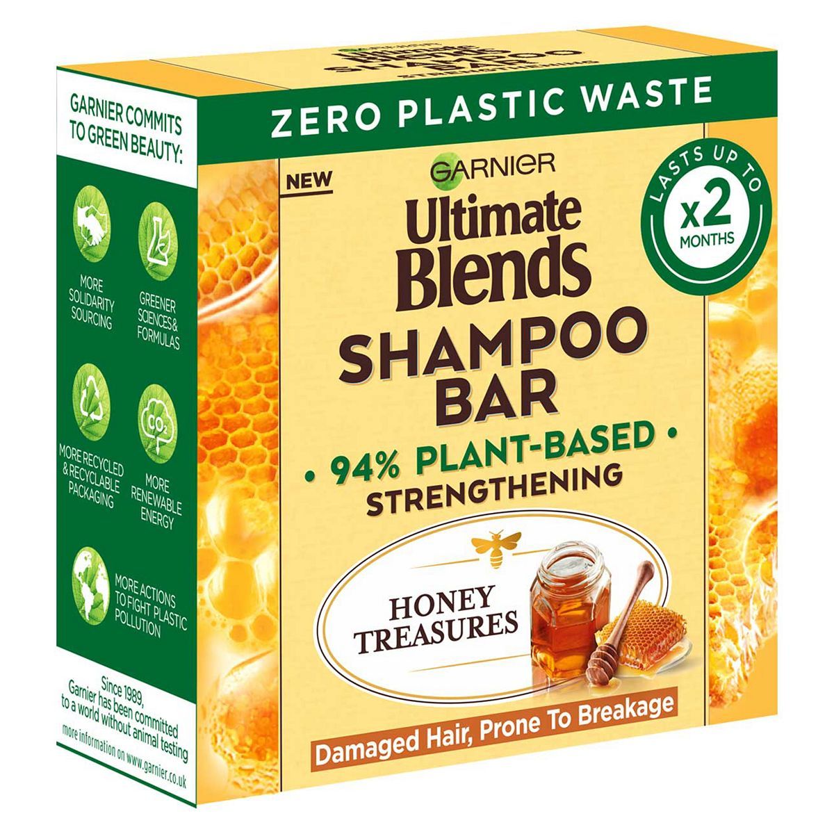 Garnier Ultimate Blends Honey Treasures Strengthening Shampoo Bar for Damaged Hair 60g