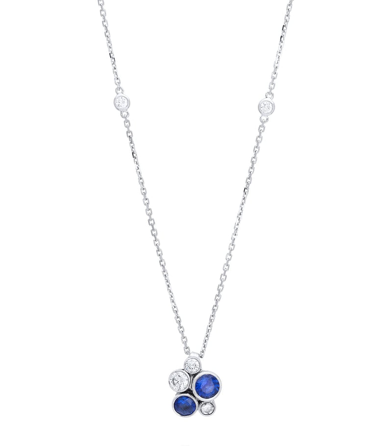 Boodles Raindance necklace in platinum with diamonds and sapphires 45cm, UK version