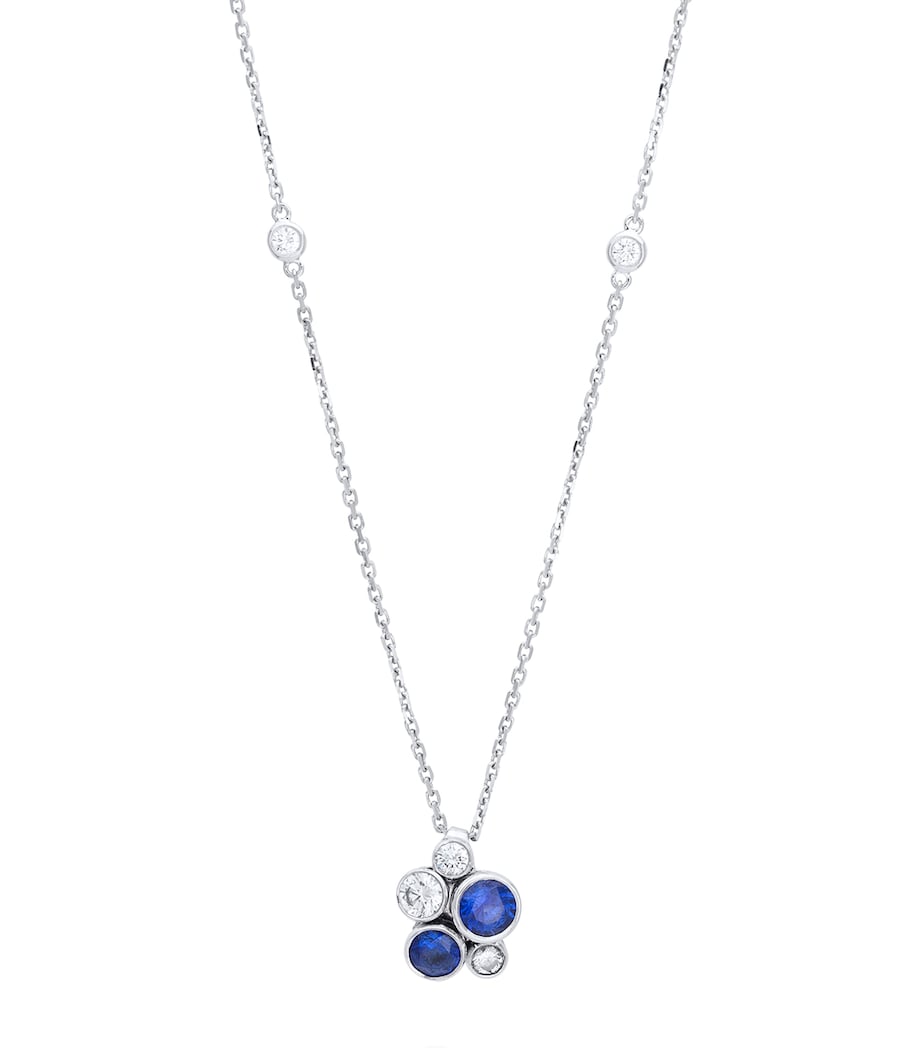 Boodles Raindance necklace in platinum with diamonds and sapphires 45cm, UK version