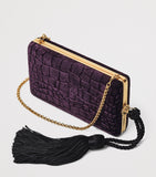 Aspinal of London velvet croc-embossed Paloma box clutch bag, imported from the UK