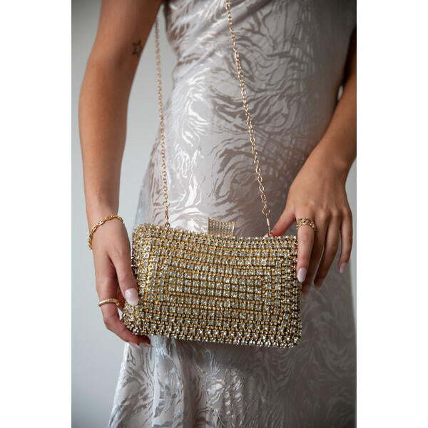 SVNX Gold Diamante clutch bag 20cm - British product