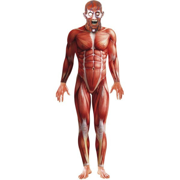 Smiffys Anatomy Man Red Bodysuit and Mask Costume