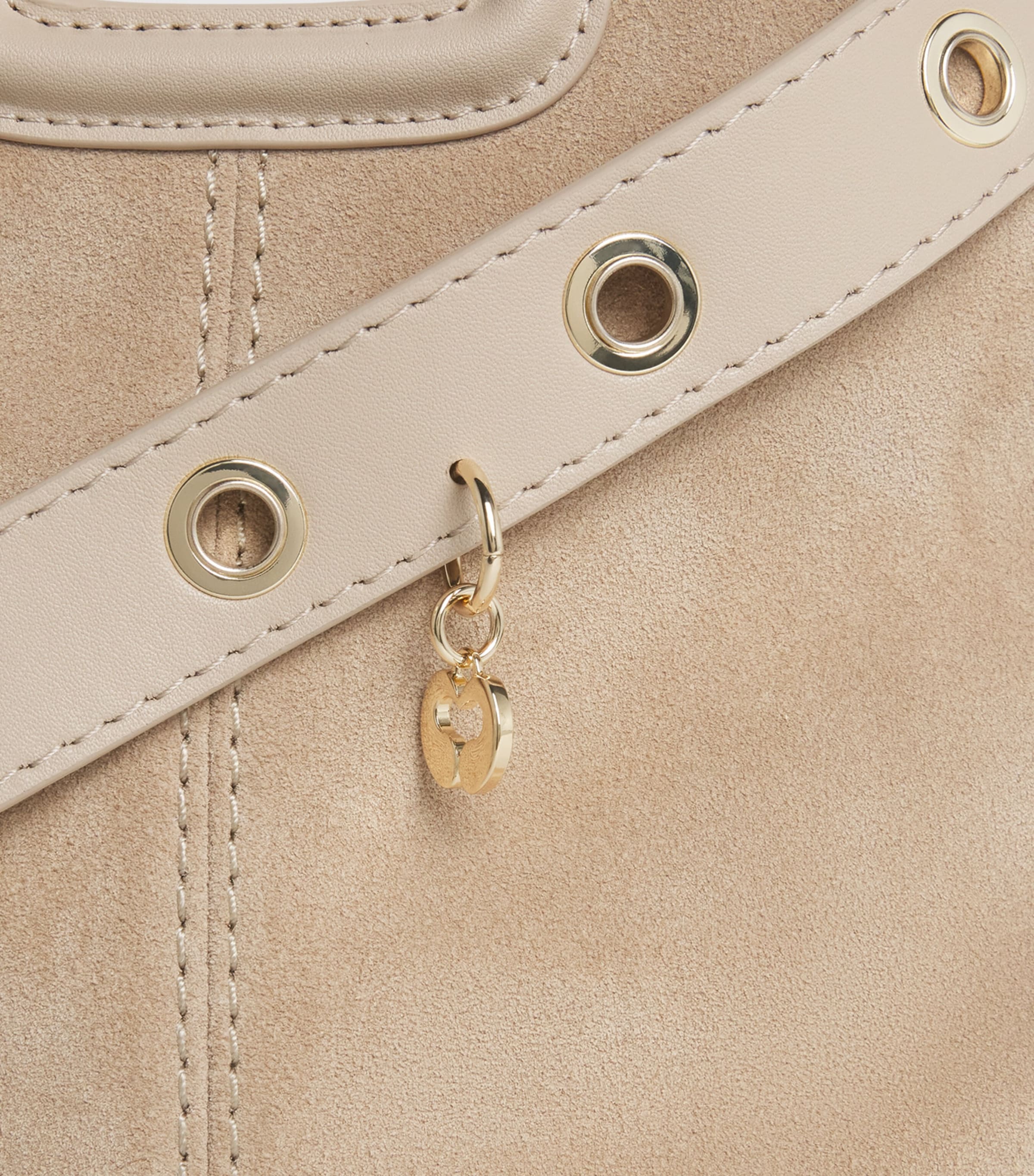 Maje Miss M mini suede shoulder bag with gold-tone hardware, UK version