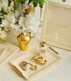 Aerin small shagreen vanity tray with gold-tone handles - British product
