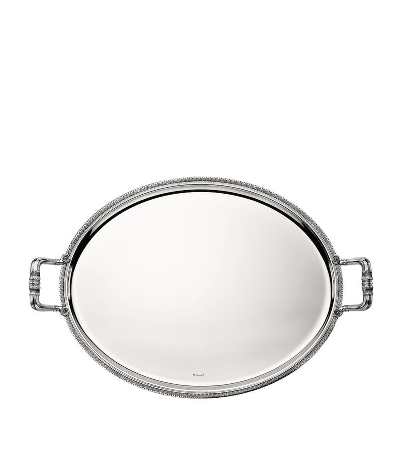 Christofle silver-plated Malmaison oval tray 53cm x 42cm - British product