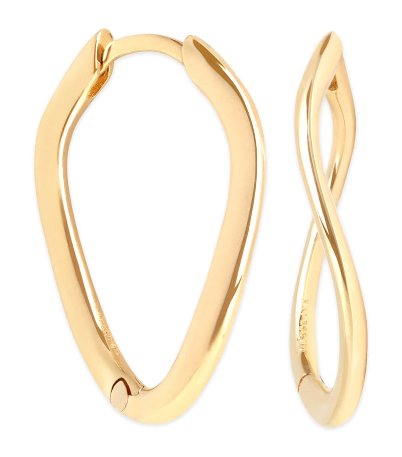 Astrid & Miyu yellow gold infinity hoop earrings, imported from the UK