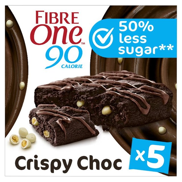 Fibre One 90 Calorie Crispy Choc Brownies Snack Bars   5 x 24g GOODS M&S   