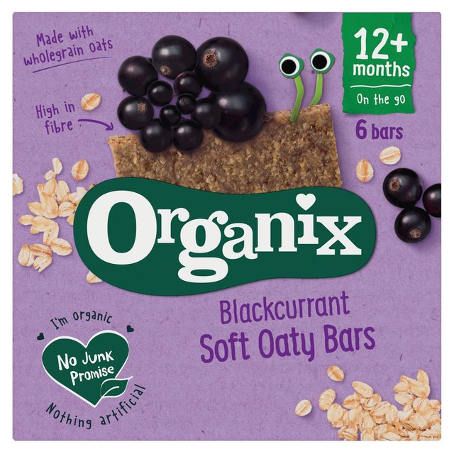 Organix Blackcurrant Organic Soft Oaty Bars Toddler Snack Multipack   6 x 23g