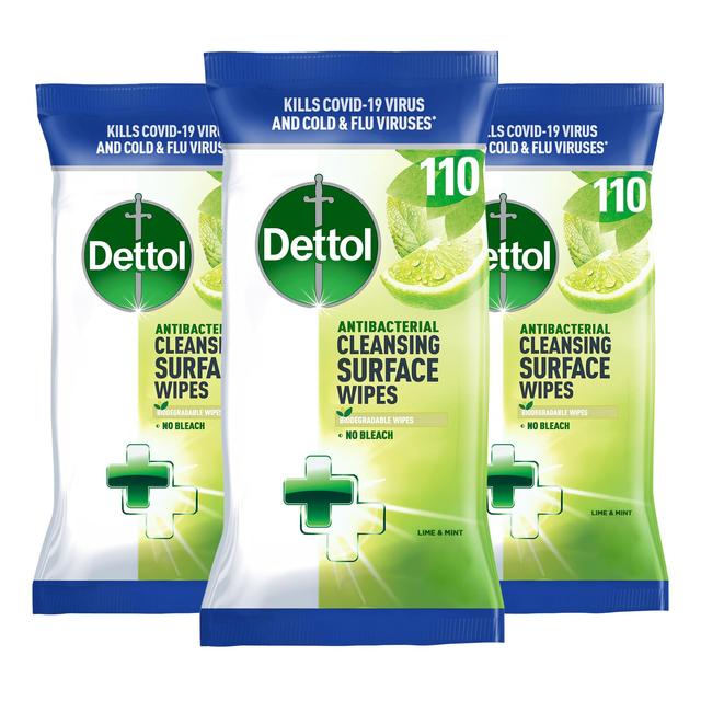 Dettol Antibacterial Multipurpose Lime & Mint Wipes   3 x 110 per pack GOODS M&S   