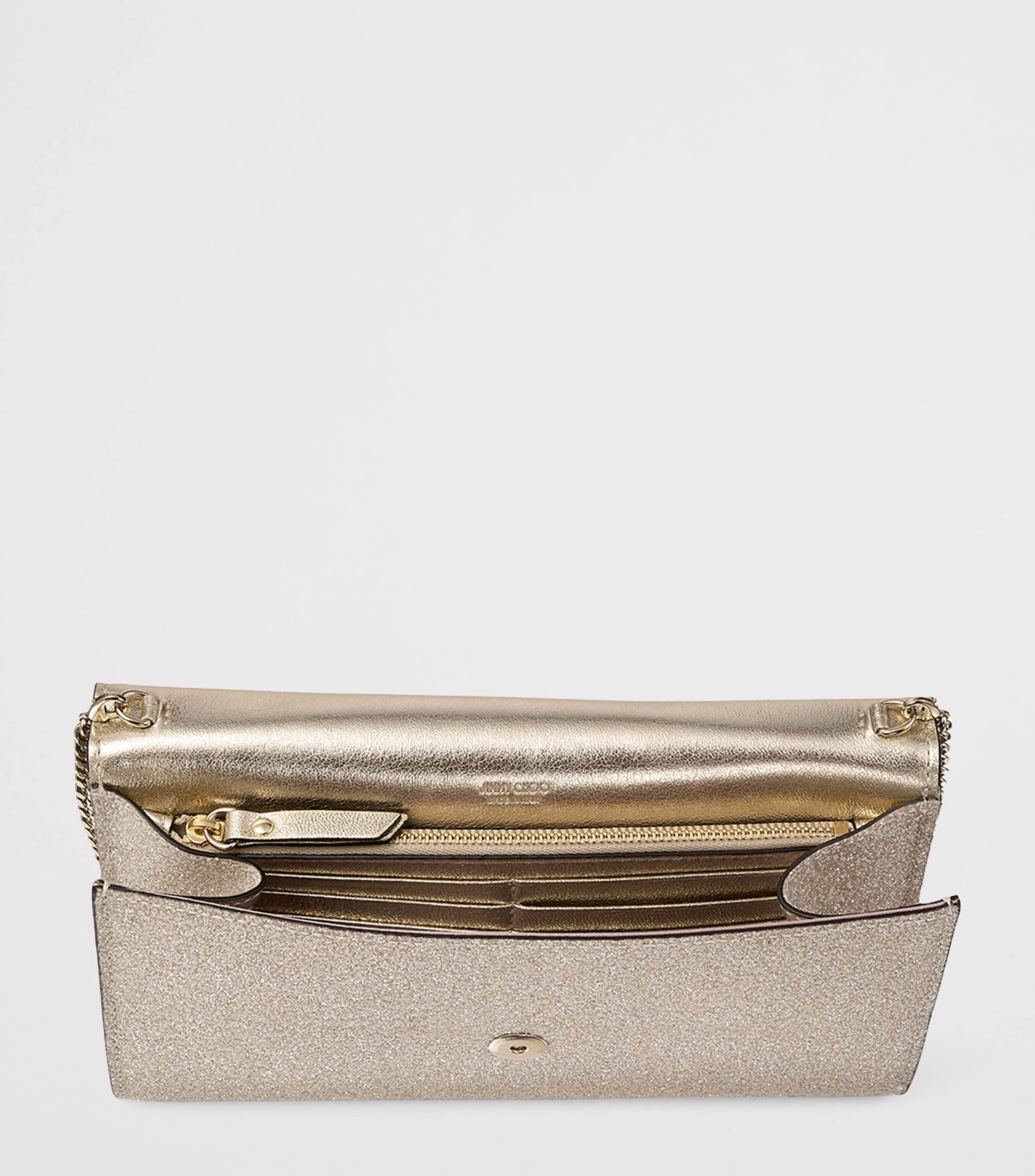 Jimmy Choo Emmie Caviar Glitter clutch bag, UK version