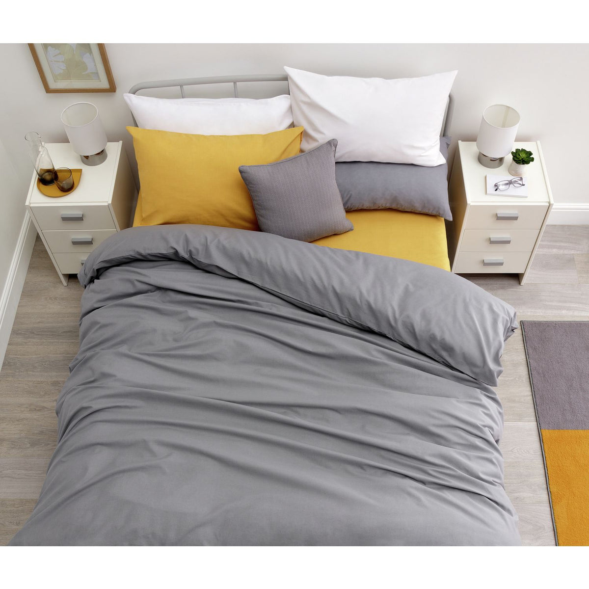 Habitat Easycare Plain Standard Pillowcase Pair - Grey