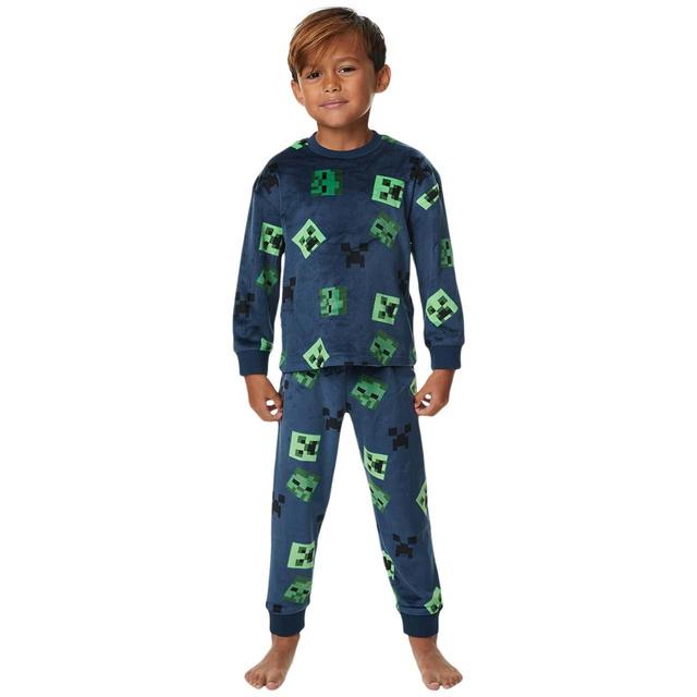 M&S Minecraft Velour PJ 7-12 Years Blue GOODS M&S   