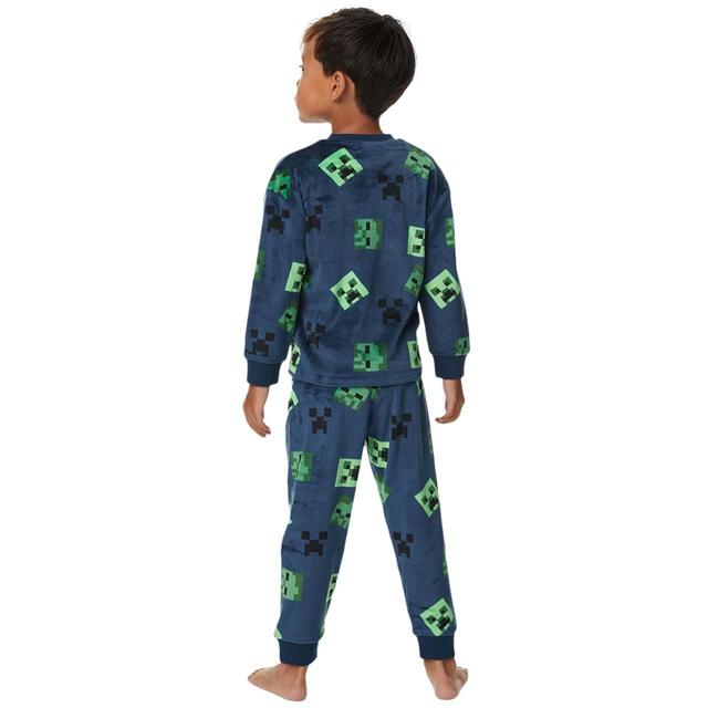 M&S Minecraft Velour PJ 7-12 Years Blue GOODS M&S   