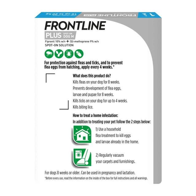 FRONTLINE Plus Medium Dog Flea & Tick 10-20kg