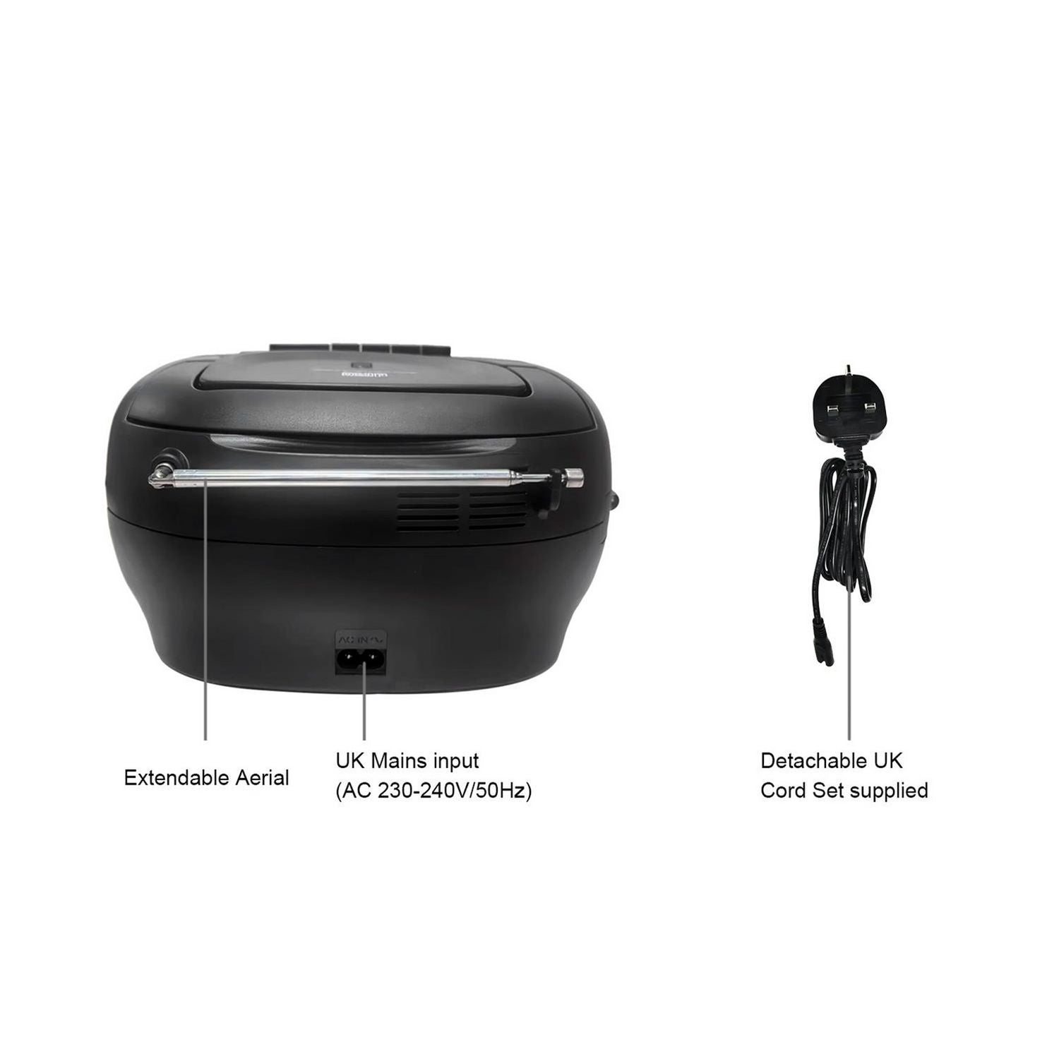 Bush portable CD boombox with FM radio and cassette recorder (British brand)