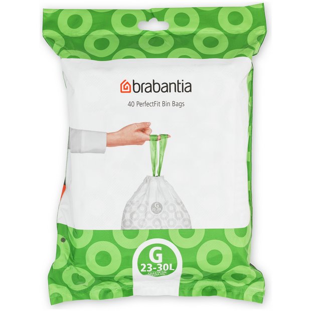 Brabantia Perfect Fit bin liners size G 30L pack of 40 - British product