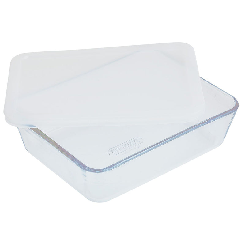 Pyrex set of 2 glass roasters with plastic lids, UK version