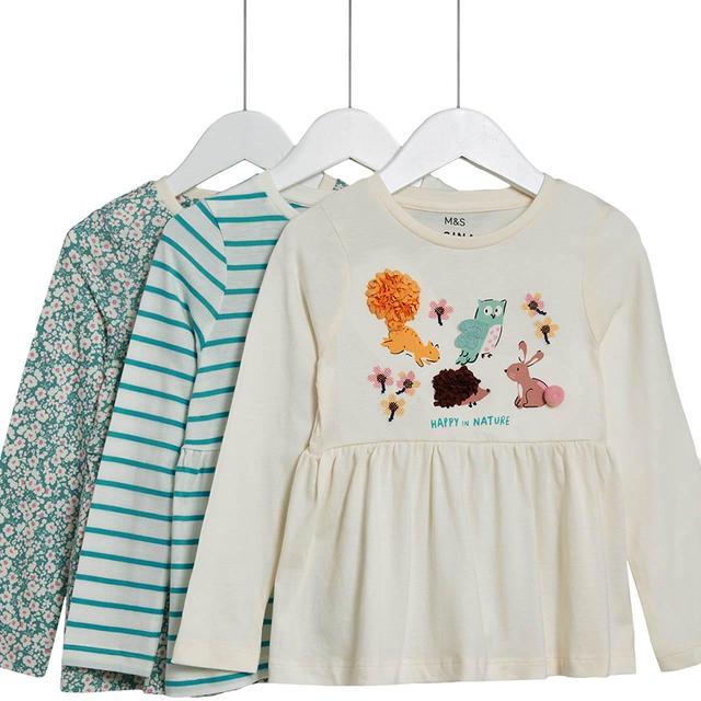 M&S Bunny Tops 3 Pack 2-7 Years Green