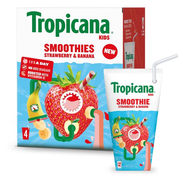 Tropicana Kids Strawberry & Banana Smoothie   4 x 150ml GOODS M&S   