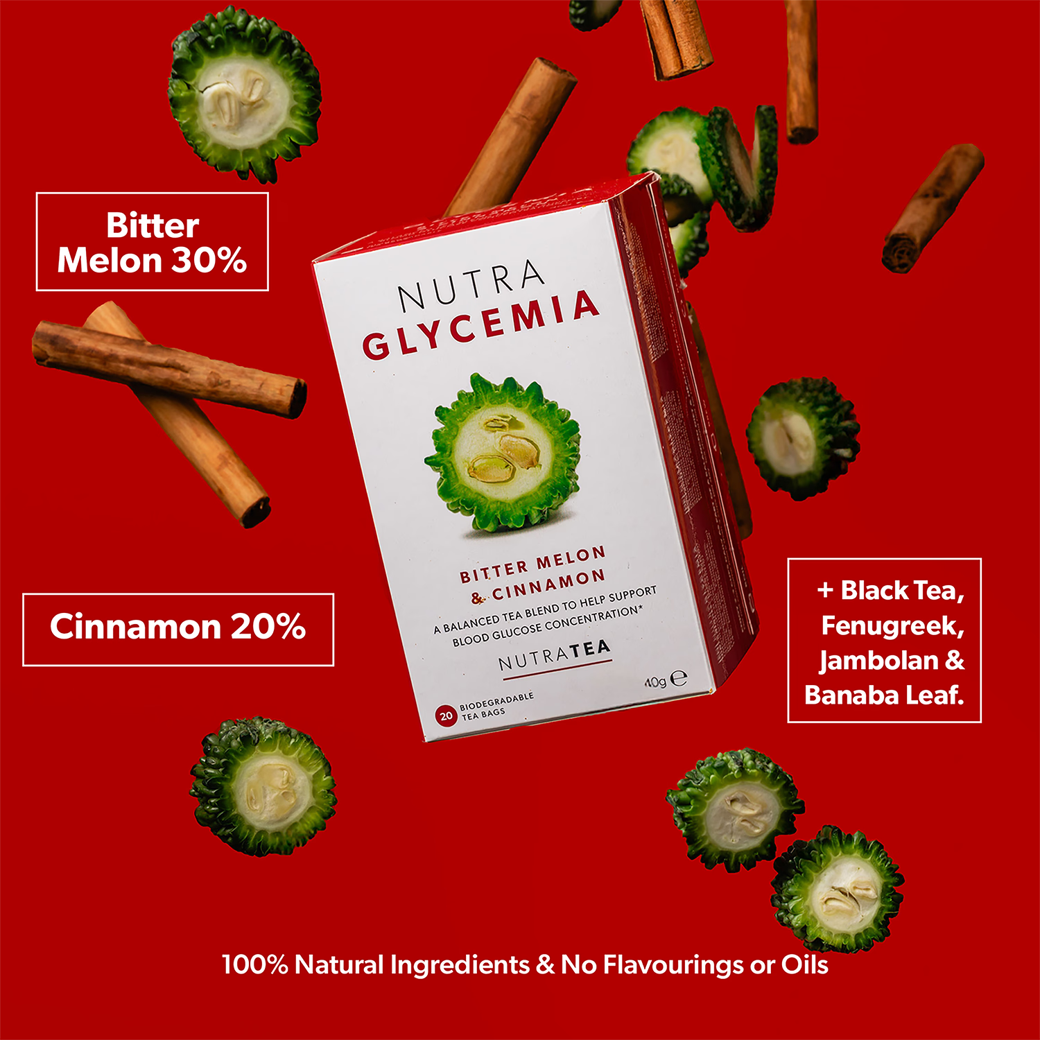NutraGlycemia herbal tea for blood glucose balance 20 tea bags (British brand)