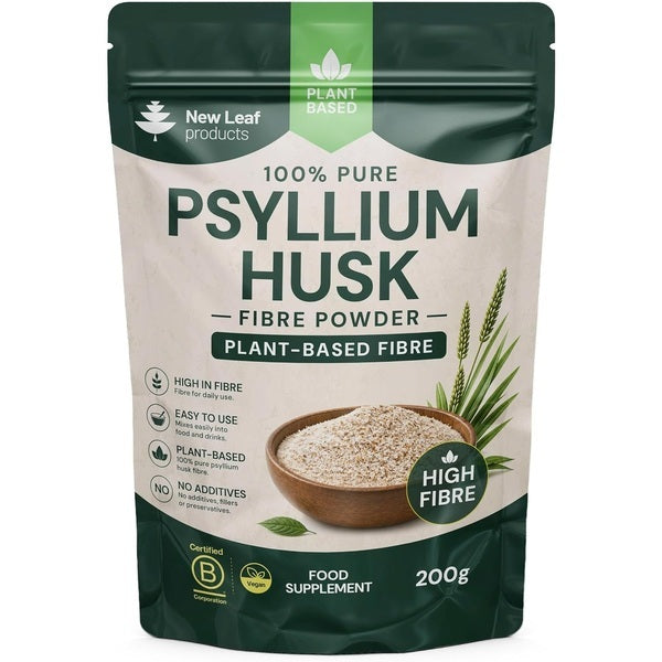 New Leaf psyllium husk powder high strength 5000mg, imported from the UK