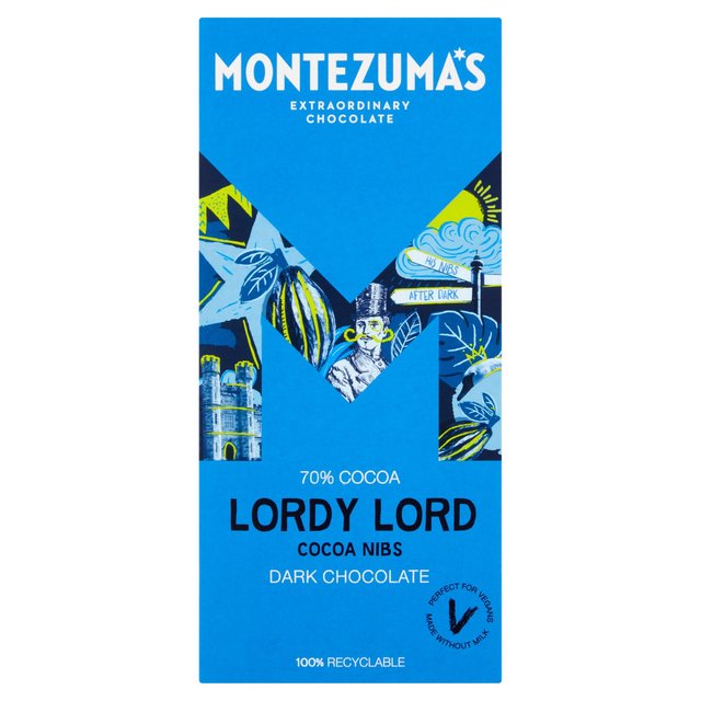 Montezuma's Lordy Lord Cocoa Nibs Dark Chocolate Bar   90g