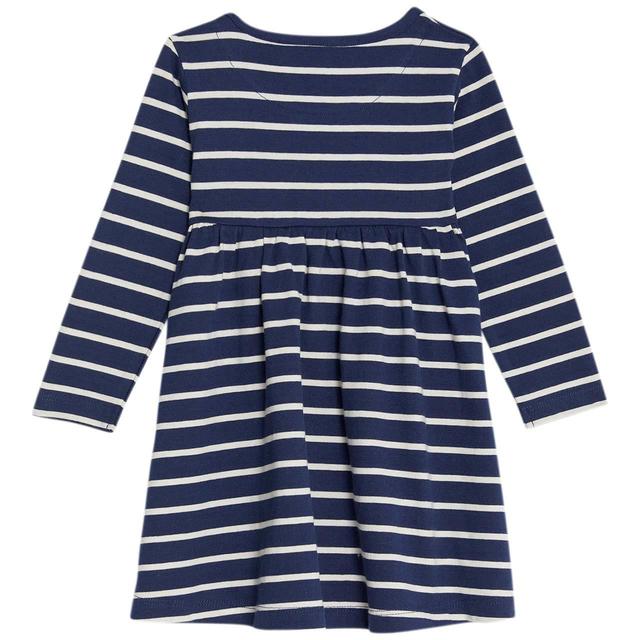 M&S Striped Long Sleeve Dress 0 Months-3 Years Navy