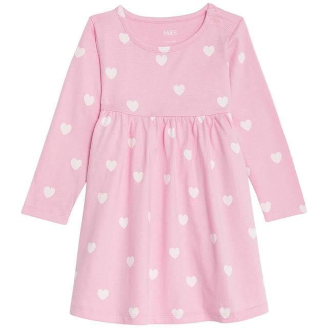 M&S Heart Dress 0 Months-3 Years Pink GOODS M&S   