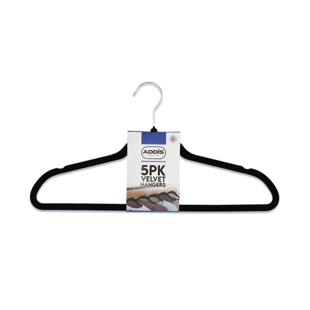 Non Slip Velvet Hangers with Swivel Hook Black 5pk   5 per pack GOODS M&S   