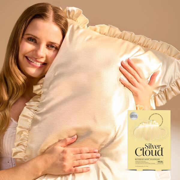 Silver Cloud satin frilly pillowcase twin pack, UK version