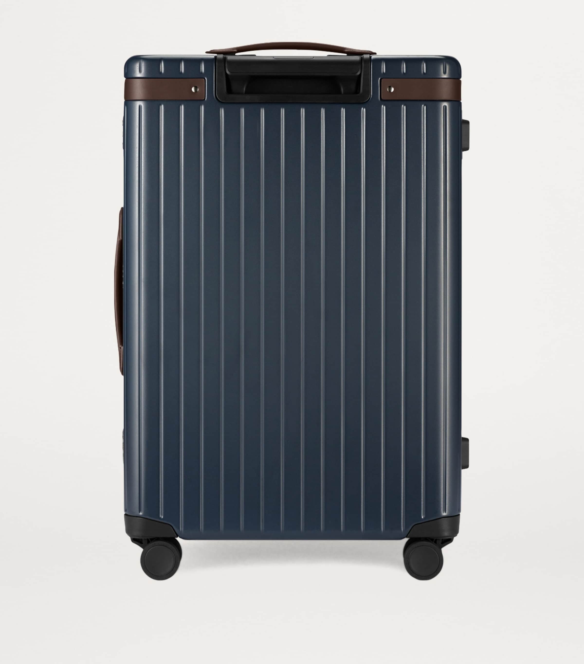 Carl Friedrik Hackett leather-trimmed hard shell check-in suitcase 65cm - British product