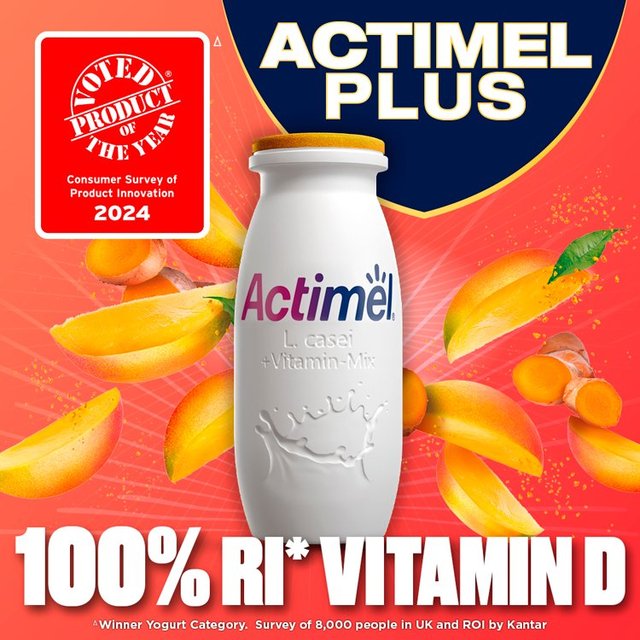 Actimel Plus 100% Vitamin D Mango & Turmeric Immunity Yoghurt Drink   8 x 100g GOODS M&S   