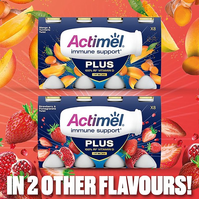 Actimel Plus 100% Vitamin D Cherry & Elderberry Immunity Yoghurt   8 x 100g GOODS M&S   