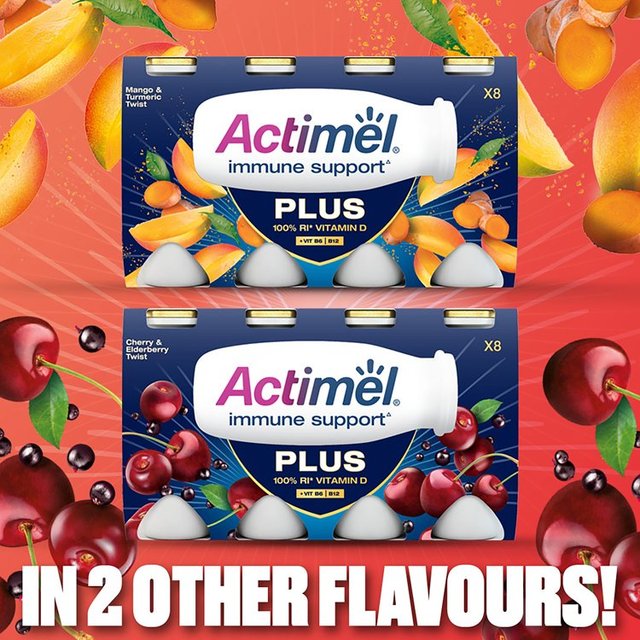 Actimel Plus 100% Vitamin D Strawberry & Pomegranate Immunity Yoghurt   8 x 100g GOODS M&S   