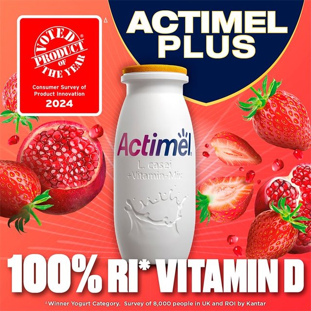 Actimel Plus 100% Vitamin D Strawberry & Pomegranate Immunity Yoghurt   8 x 100g GOODS M&S   