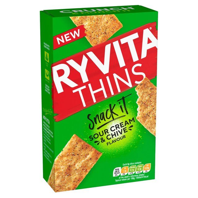 Ryvita Snack It Thins Sour Cream and Chive Flatbread Snacks   125g