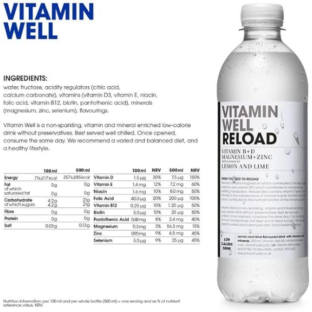 Vitamin Well Water Reload Lemon & Lime   500ml GOODS M&S   