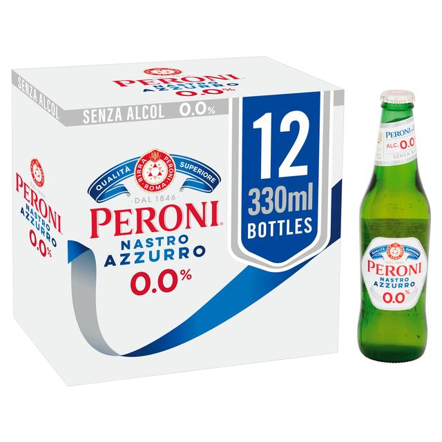 Peroni Nastro Azzurro 0% Alcohol Free Beer Lager Bottles   12 x 330ml GOODS M&S   