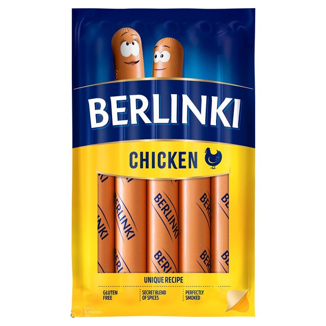 Morliny Berlinki Smoked Chicken Hot Dogs   250g GOODS M&S   