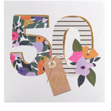 Bright Floral 50th Birthday Card GOODS M&S   