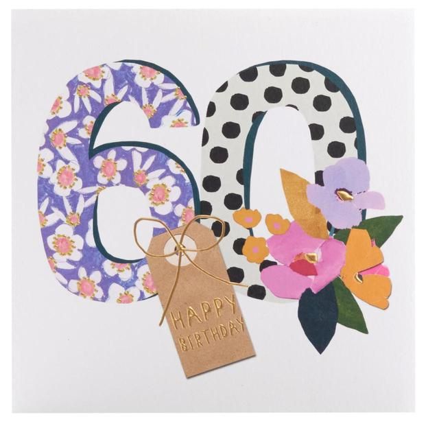 Bright Floral 60th Birthday Card GOODS M&S   