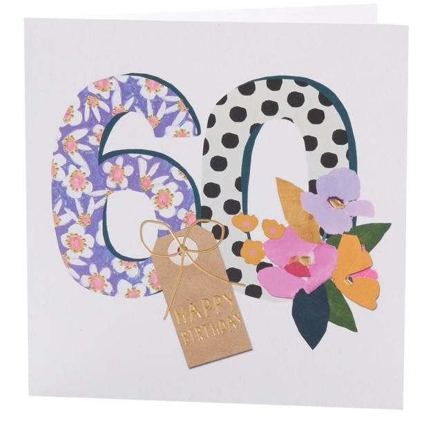 Bright Floral 60th Birthday Card GOODS M&S   