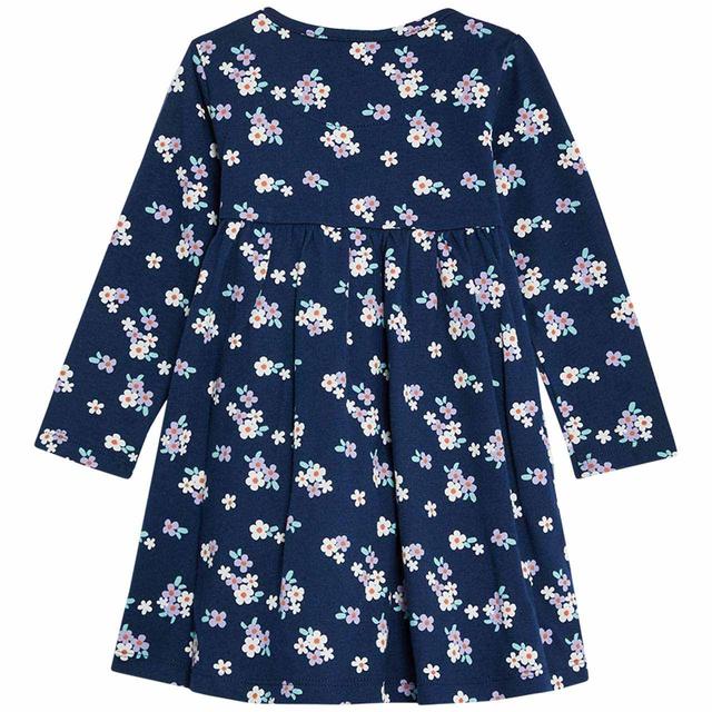 M&S Long Sleeve Floral Print Dress Navy 0-3 Years