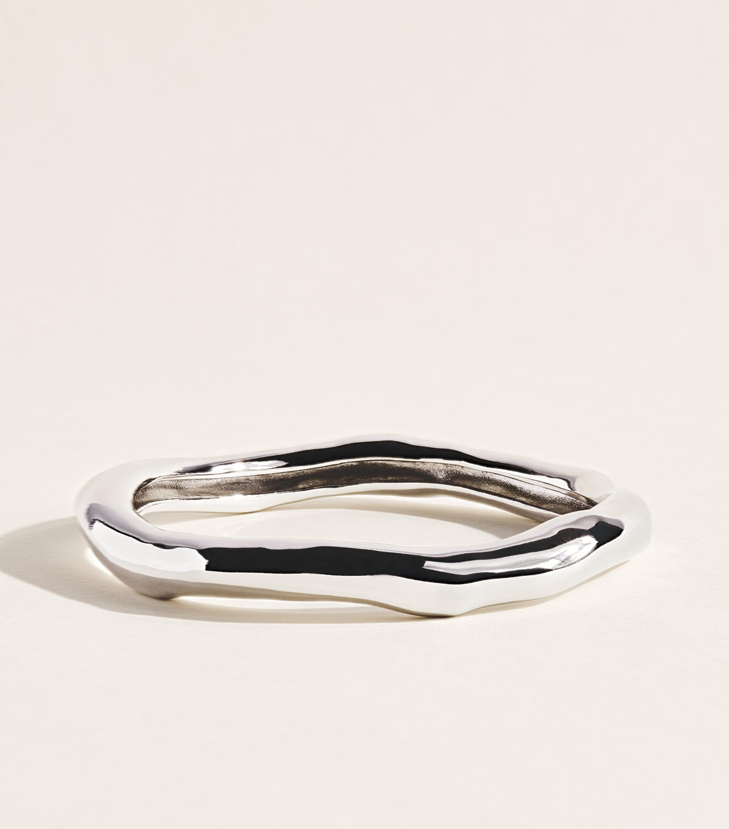Large Rhodium-Plated Molten Bangle